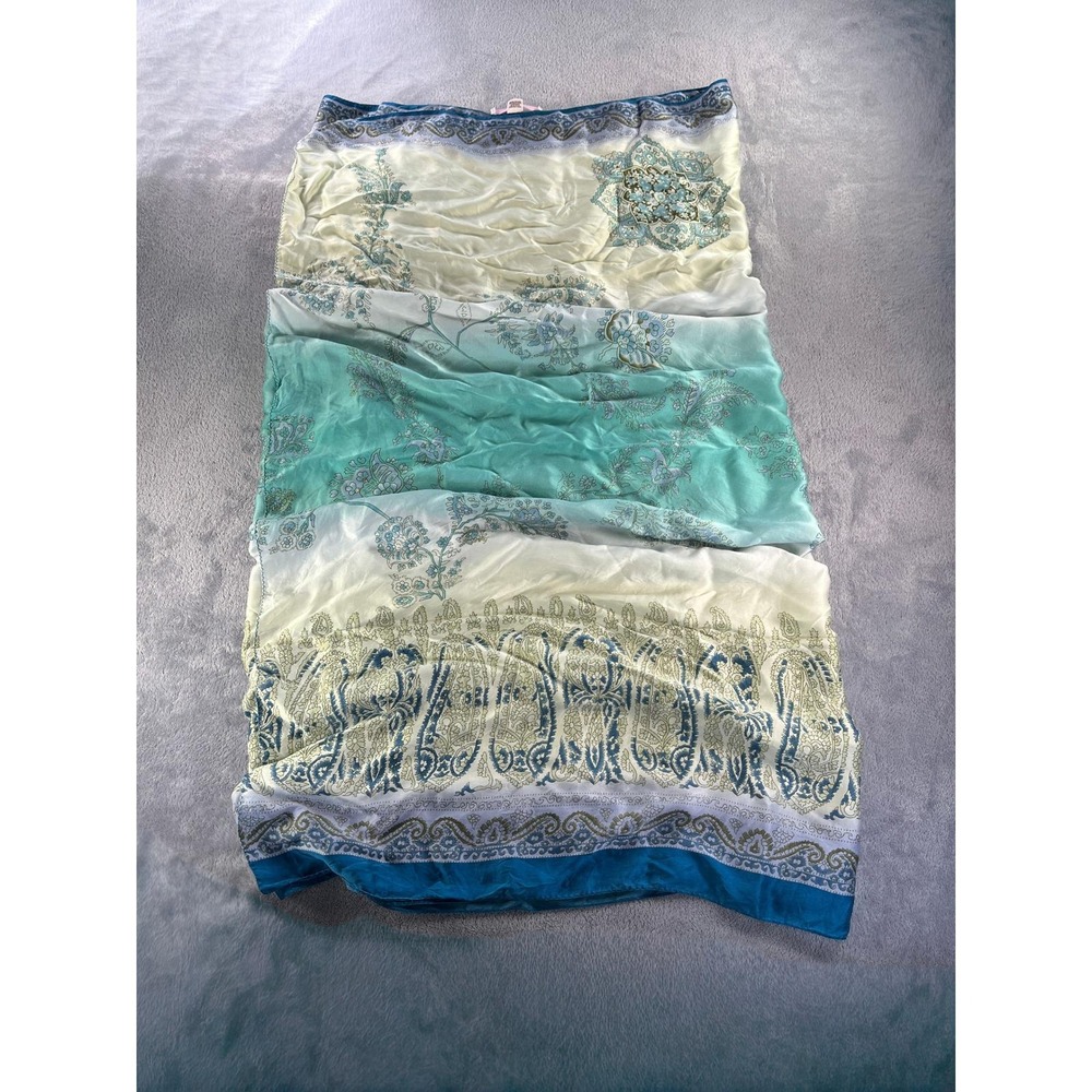 Vintage 1999 Victoria's Secret Silk Sarong Blue Ombre Paisley Coastal Coverup - Picture 7 of 10